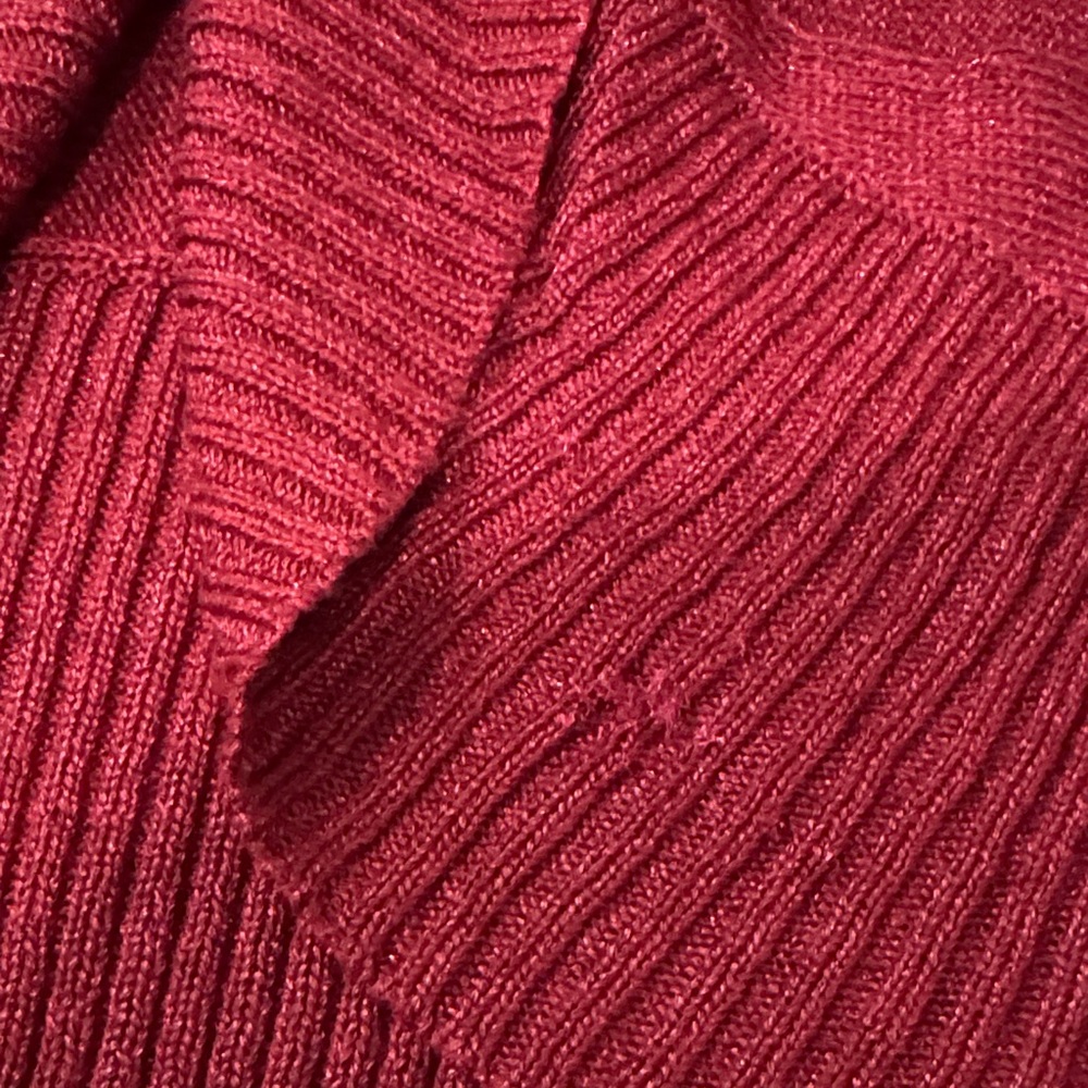 The Limited Burgundy Cardigan Sweater with belt, few small pulls. - Picture 7 of 11